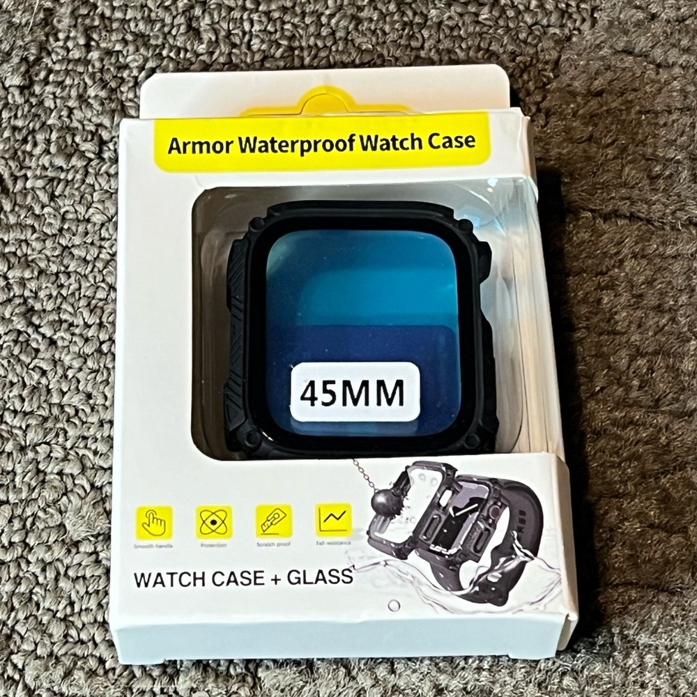 *6 for $10!*Apple Watch 45MM Black Armor Watch Case w/ Built-In Screen Protector